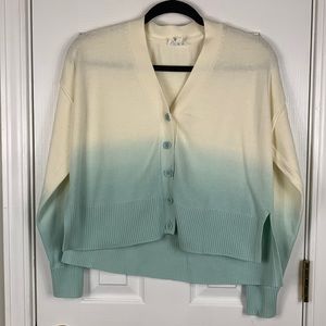NWOT Candace Cameron Bure cream/lite green long sleeved cardigan XXS. Cropped